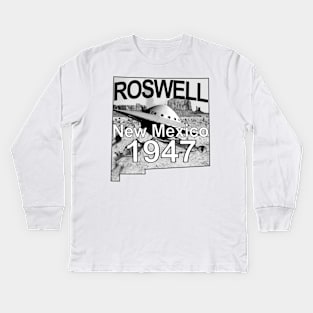 Roswell New Mexico 1947 UFO Aliens Kids Long Sleeve T-Shirt